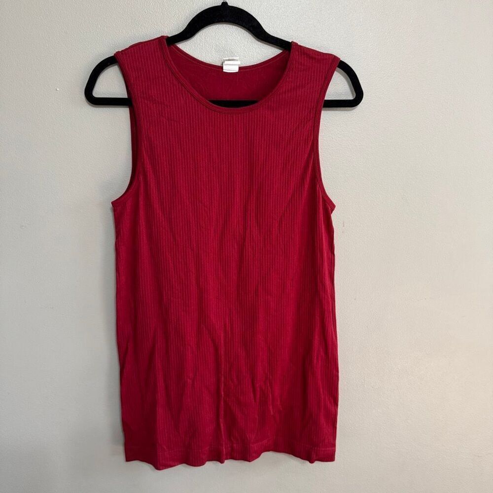 Zyia parallel ribbed tank dark cranberry red size XXL
